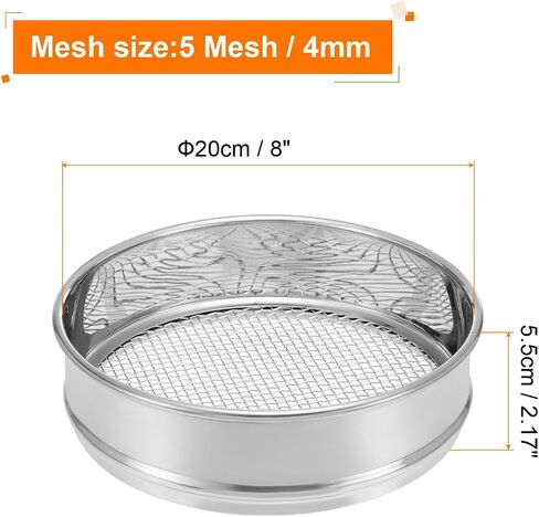 PATIKIL 20 Mesh Lab Sieve, 8" Diameter Test Sieve 304 Stainless Steel Wire Cloth (0.9mm) for Industrial Laboratory in Kuwait