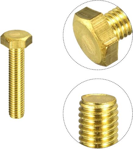 uxcell Brass Hex Bolts, M6x60mm 10pcs Fully Thread Grade 4.8 Solid Brass Hexagon Head Bolt Machine Screws for Machinery in Saudi Arabia