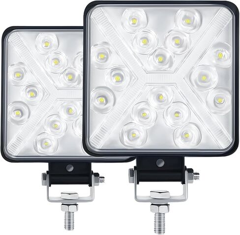 أضواء العمل LED MONDEVIEW للشاحنة 3600LM 6000K 4 بوصة مربعة 12 فولت أضواء LED للقوارب المساعدة على الطرق الوعرة قضبان الإضاءة لجرار عربة الجولف ATV UTV Jeep IP67 حزمة من 2 in Kuwait