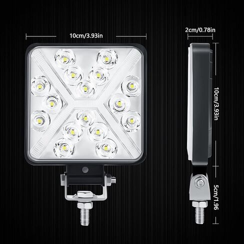 أضواء العمل LED MONDEVIEW للشاحنة 3600LM 6000K 4 بوصة مربعة 12 فولت أضواء LED للقوارب المساعدة على الطرق الوعرة قضبان الإضاءة لجرار عربة الجولف ATV UTV Jeep IP67 حزمة من 2 in Kuwait
