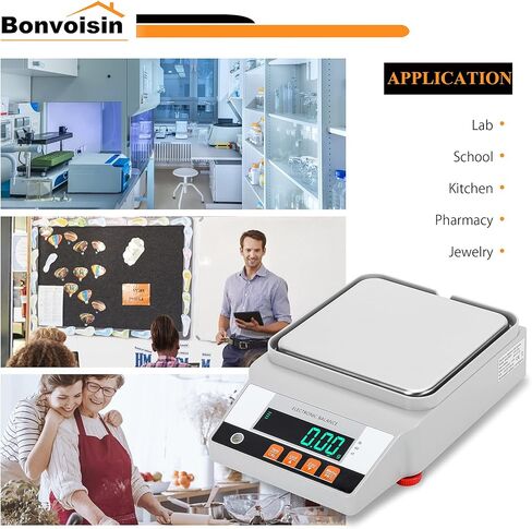 مقياس مختبر Bonvoisin، مقياس علمي إلكتروني قابل لإعادة الشحن، 0.01 جرام، ميزان تحليلي دقيق مع واجهة RS232 (2000 جرام، 0.01 جرام) in Kuwait