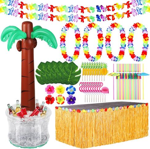 Fovths 70 حزمة Luau الطرف الديكور هاواي الشاطئ موضوع الحزب تفضل 60 بوصة نفخ شجرة النخيل برودة مع لوازم حزب Luau لحفلة هاواي in Kuwait