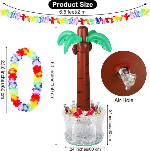 Fovths 70 حزمة Luau الطرف الديكور هاواي الشاطئ موضوع الحزب تفضل 60 بوصة نفخ شجرة النخيل برودة مع لوازم حزب Luau لحفلة هاواي in Kuwait