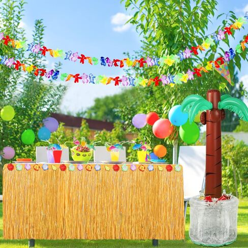 Fovths 70 حزمة Luau الطرف الديكور هاواي الشاطئ موضوع الحزب تفضل 60 بوصة نفخ شجرة النخيل برودة مع لوازم حزب Luau لحفلة هاواي in Kuwait