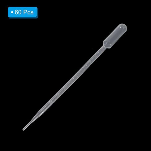 PATIKIL 3ml Pipettes Dropper, 60pcs Plastic Pipettes Disposable Pipette Transfer Pipette Calibrated Plastic Eye Dropper with Scale for Science Laboratory Resin DIY Crafts Art Makeup Oil in Saudi Arabia