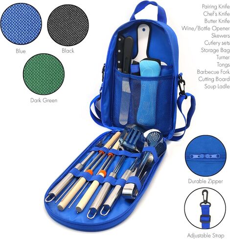 ANBrethren Portable Camping Kitchen Utensil Set Stainless Steel Outdor Cooking and Grilling Utensil Organizer Perfect for Travel, Picnics, RVs, Camping, BBQs (4Pcs or 31 Pcs/Set) in Saudi Arabia