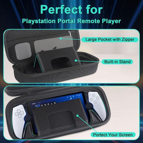 FantasDeck 14 IN 1 Kit for Playstation Portal Remote Player Accessories Carrying Case Hard Shell Storage Bag with Soft Silicone Portective Cover, Screen Portector, Thumb Grip Caps in Saudi Arabia