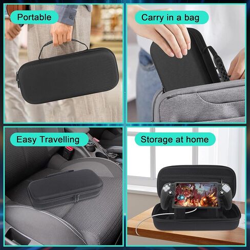 FantasDeck 14 IN 1 Kit for Playstation Portal Remote Player Accessories Carrying Case Hard Shell Storage Bag with Soft Silicone Portective Cover, Screen Portector, Thumb Grip Caps in Saudi Arabia