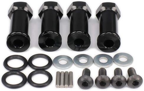 4 حزمة محول محرك تمديد محور العجلة السداسي M12 12 مم M30 30 مم سبائك الألومنيوم لنموذج هواية 1/10 RC أجزاء السيارة المطورة HSP SCX10 (أسود) in Kuwait