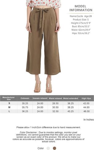 PACIBE Women's Summer 100% Linen Casual Elastic Waist Wide Leg Crop Pants with Pockets in Saudi Arabia