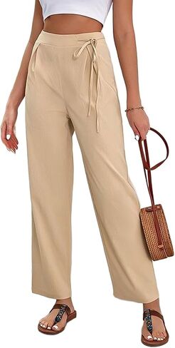 Flamingals Women's Wide Leg Pants for Women High Waist Drawstring Waist Work Pants in Saudi Arabia