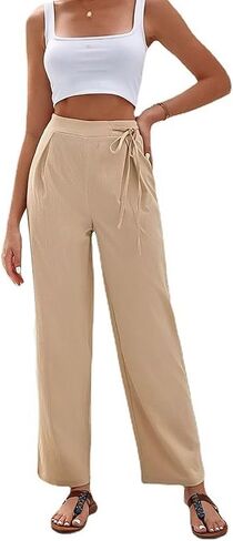 Flamingals Women's Wide Leg Pants for Women High Waist Drawstring Waist Work Pants in Saudi Arabia
