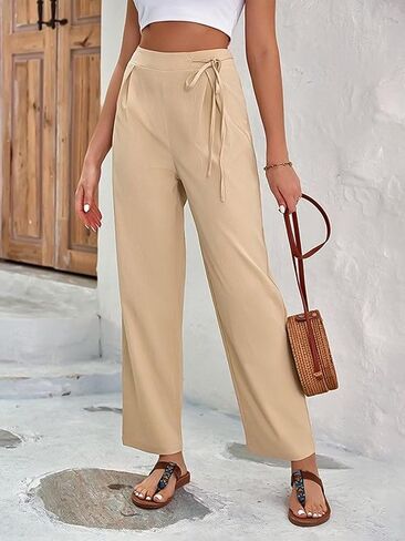 Flamingals Women's Wide Leg Pants for Women High Waist Drawstring Waist Work Pants in Saudi Arabia