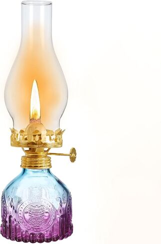 Rustic Oil Lamps for Indoor Use Vintage Hurricane Lamp Emergency Color Glass Oil Lamp Large Kerosene Lantern Classic Decorative Oil Lamp Lantern for Home Tabletop Emergency Lighting in Saudi Arabia