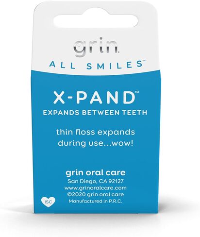 صندوق خيط تنظيف الأسنان GRIN X-Pand، يتوسع بين الأسنان، 55 ياردة (50.3 م)، نكهة النعناع، ​​عبوة قابلة لإعادة التدوير، 165 قدمًا من خيط تنظيف الأسنان القوي القوي، لا مزيد من الحاويات البلاستيكية، لا تمزيق أو كسر in Kuwait