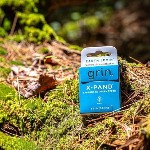 صندوق خيط تنظيف الأسنان GRIN X-Pand، يتوسع بين الأسنان، 55 ياردة (50.3 م)، نكهة النعناع، ​​عبوة قابلة لإعادة التدوير، 165 قدمًا من خيط تنظيف الأسنان القوي القوي، لا مزيد من الحاويات البلاستيكية، لا تمزيق أو كسر in Kuwait