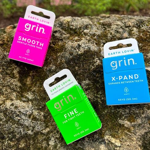 صندوق خيط تنظيف الأسنان GRIN X-Pand، يتوسع بين الأسنان، 55 ياردة (50.3 م)، نكهة النعناع، ​​عبوة قابلة لإعادة التدوير، 165 قدمًا من خيط تنظيف الأسنان القوي القوي، لا مزيد من الحاويات البلاستيكية، لا تمزيق أو كسر in Kuwait