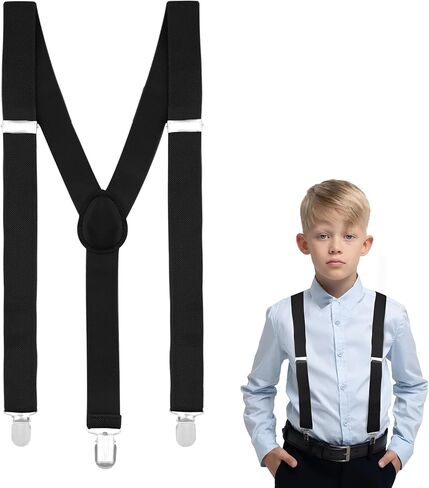 Crahalen Suspenders for Boys and Girls,Elastic Y-Back Design Suspenders with Strong Metal Clips in Saudi Arabia