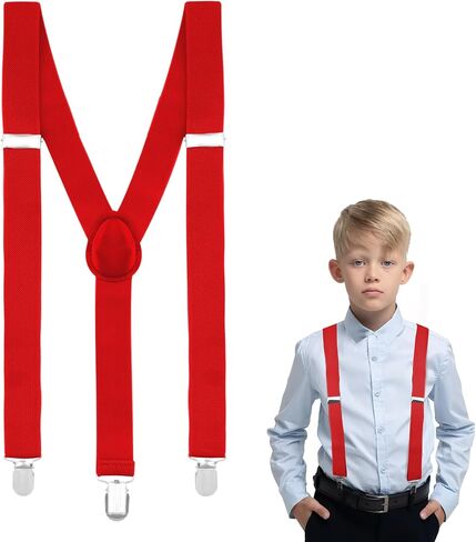 Crahalen Suspenders for Boys and Girls,Elastic Y-Back Design Suspenders with Strong Metal Clips in Saudi Arabia