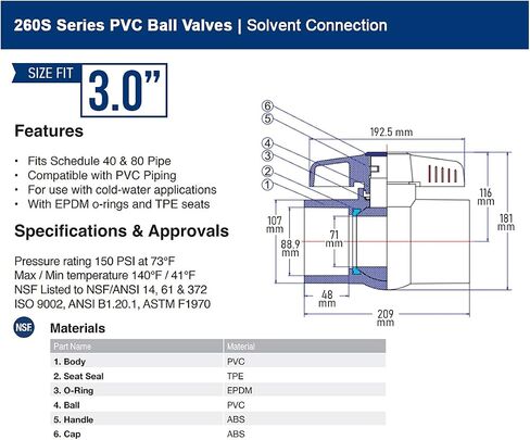 Midline Valve PVC Ball Valve Red T-Handle Water Shut-Off 1 in. Solvent Connections White Plastic (482T100) in Saudi Arabia