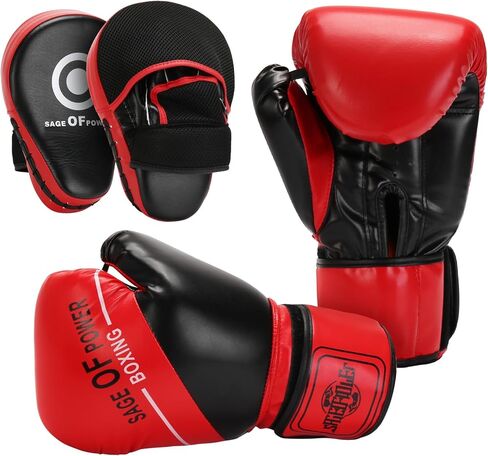 مجموعة قفازات الملاكمة للشباب من PiscatorZone، مجموعة قفازات الملاكمة وقفازات الملاكمة للأطفال، قفازات الملاكمة الرياضية، وسادات الملاكمة، مجموعة معدات الملاكمة للأطفال لفنون القتال المختلطة، الكاراتيه، التايكوندو، الملاكمة التايلاندية in Kuwait