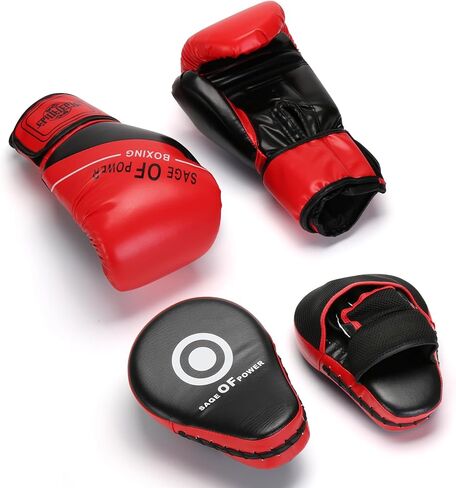 مجموعة قفازات الملاكمة للشباب من PiscatorZone، مجموعة قفازات الملاكمة وقفازات الملاكمة للأطفال، قفازات الملاكمة الرياضية، وسادات الملاكمة، مجموعة معدات الملاكمة للأطفال لفنون القتال المختلطة، الكاراتيه، التايكوندو، الملاكمة التايلاندية in Kuwait