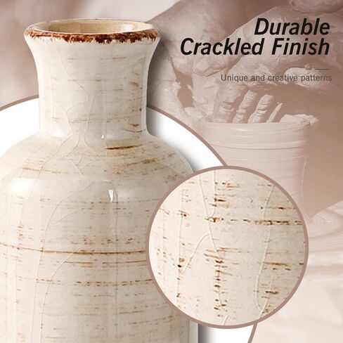 Eyamumo Ceramic Vase for Decor Set of 3 Small Vases, Vases for Rustic Home Decor Accent, Modern Farmhouse Vase Sets for Living Room Decorations, Ideal Shelf Décor, Table, Bookshelf, Entryway in Saudi Arabia