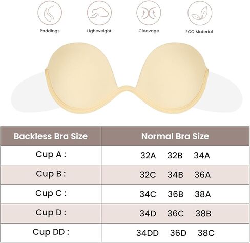 حمالة صدر نسائية من Wekofi ذات فتحة عميقة على شكل حرف V رافعة للأعلى بدون ظهر وبدون حمالات لاصقة من السيليكون بحزام شفاف in Kuwait