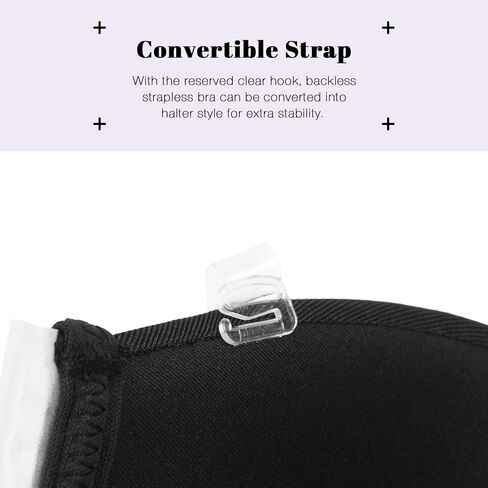 Wekofi Women’s Deep V Plunge Push Up Backless Strapless Adhesive Underwire Silicone Clear Strap Bra in Saudi Arabia