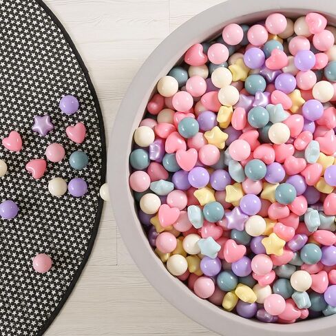 GOGOSO Ball Pit Balls Stars Hearts - كرات لعب آمنة وصحية للأطفال الصغار وجلسات اللعب والعلاج الحسي للأطفال، كرات نجمة + قلب، مزيج ألوان حورية البحر in Saudi Arabia