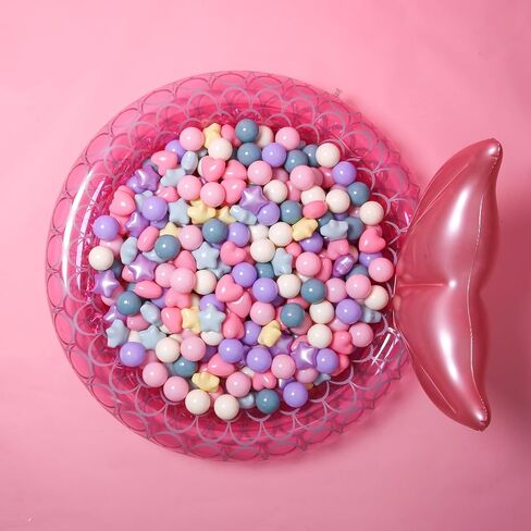 GOGOSO Ball Pit Balls Stars Hearts - كرات لعب آمنة وصحية للأطفال الصغار وجلسات اللعب والعلاج الحسي للأطفال، كرات نجمة + قلب، مزيج ألوان حورية البحر in Saudi Arabia