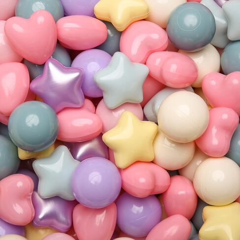 GOGOSO Ball Pit Balls Stars Hearts - كرات لعب آمنة وصحية للأطفال الصغار وجلسات اللعب والعلاج الحسي للأطفال، كرات نجمة + قلب، مزيج ألوان حورية البحر in Saudi Arabia