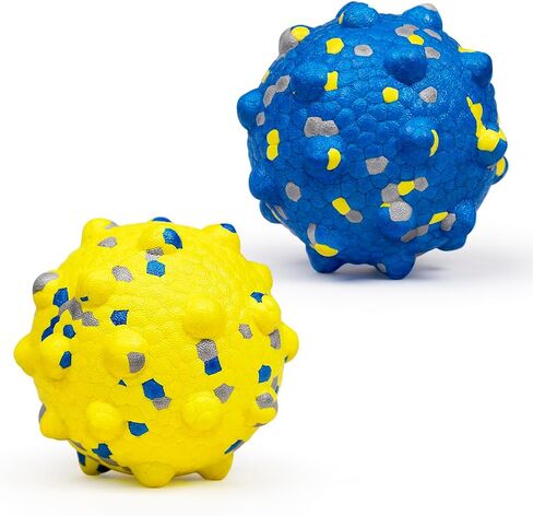 Upgrade Dog Balls for Aggressive Chewers, Indestructible Tennis Balls for Dogs, Durable Bouncy Dog Toy Balls, Interactive Dog Toys for Fetch Game, Lightweight Floating Dog Toys(Blue+Yellow Medium) in Kuwait