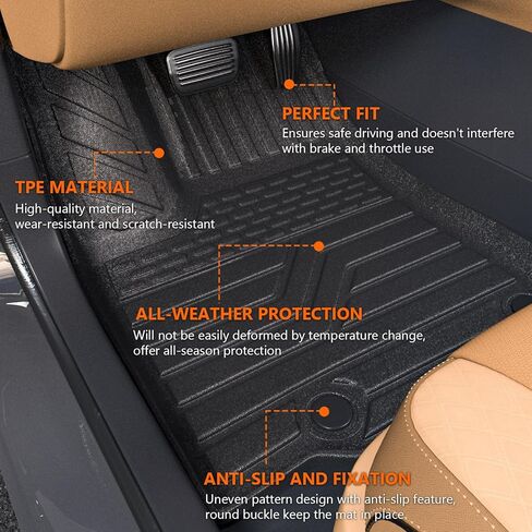 powoq Trunk Mat Compatible with 2021-2024 Jeep Grand Cherokee L&Overland Backrest Mat Replacement for Grand Cherokee L 2021-2024 Accessories(Fit Grand Cherokee L, Rear Trunk Mat+Rear Backrest Mat) in Kuwait