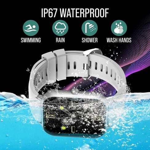 Smart Watch (Answer/Make Calls) 1.83" Fitness Tracker Heart Rate Blood Pressure Oxygen Sleep Monitor 200 Sport Modes Step Calories Trackers IP67 Waterproof Android iPhone Women Men (Black) in Saudi Arabia