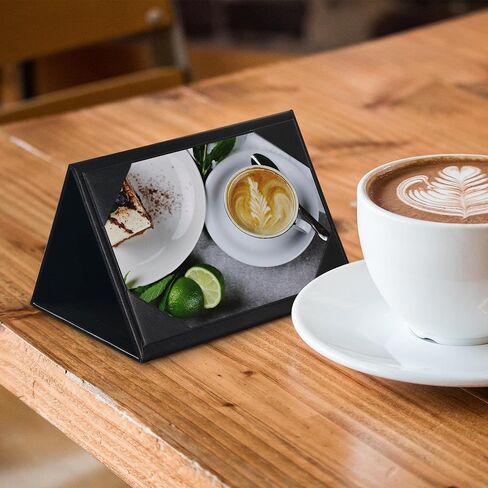 WeChef 10 حزمة 4 × 6 بوصة 3 جوانب حامل قائمة مثلث أسود من الجلد لطاولة البار والمطعم والمقهى in Kuwait