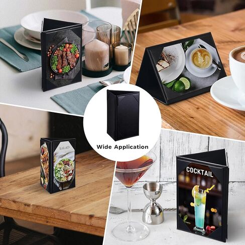 WeChef 10 حزمة 4 × 6 بوصة 3 جوانب حامل قائمة مثلث أسود من الجلد لطاولة البار والمطعم والمقهى in Kuwait