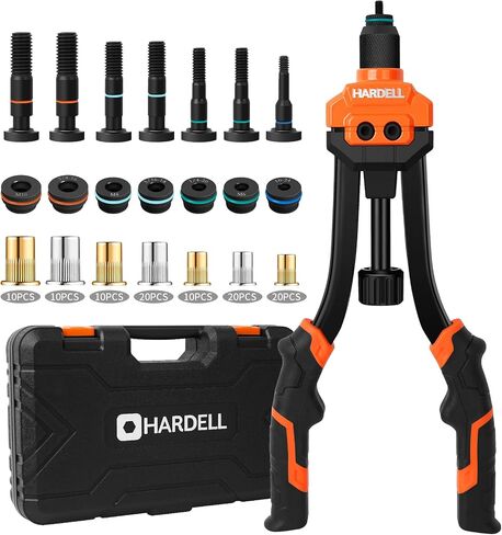 HARDELL Rivet Nut Tool, 14" Rivnut Tool with 100 Pcs Rivet Nuts and 7 Metric & Inch Mandrels M6 M8 M10, 1/4-20, 5/16-18, 3/8-16, 10-24 and Rugged Carrying Case in Saudi Arabia
