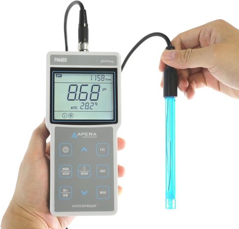 Apera Instruments AI422 EC400S مجموعة أدوات قياس EC المحمولة (الموصلية)/TDS/الملوحة/المقاومة)، إدارة بيانات GLP (500 مجموعة من تخزين البيانات)، مخرج بيانات USB، ارتفاع 1.3 بوصة، عرض 3.4 بوصة، طول 7 بوصة in Saudi Arabia