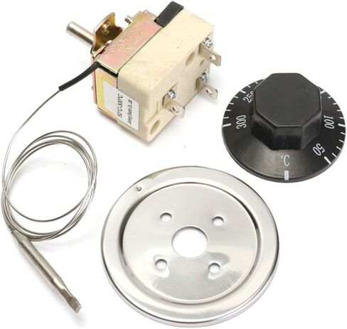 2Pcs Electric Oven Thermostat Temperature Dial Control Switch AC 250V 16A 50-300℃ for Oven Refrigerator Heater (Black) in Saudi Arabia