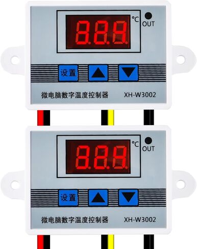 2Pcs W3002 Digital Temperature Controller 24V LED Thermostat Thermoregulator Heat Cool Temperature Thermostat Control Switch Probe with Waterproof Sensor XH-W3002 Meter Fridge Water Heating Cooling in Saudi Arabia