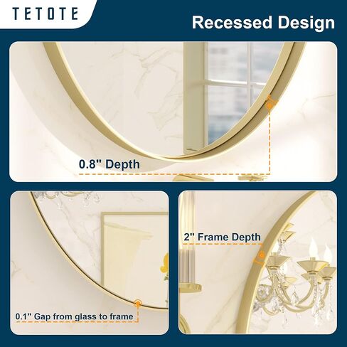 TETOTE Brushed Nickel Bathroom Mirror 24 x 36 Inch for Vanity Metal Framed Mirror Modern Farmhouse for Living Room Entryway(Horizontal/Vertical) in Kuwait