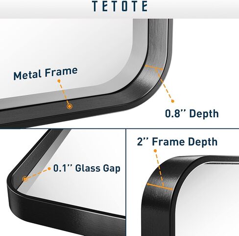 TETOTE Brushed Nickel Bathroom Mirror 24 x 36 Inch for Vanity Metal Framed Mirror Modern Farmhouse for Living Room Entryway(Horizontal/Vertical) in Kuwait