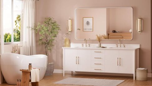 TETOTE Brushed Nickel Bathroom Mirror 24 x 36 Inch for Vanity Metal Framed Mirror Modern Farmhouse for Living Room Entryway(Horizontal/Vertical) in Kuwait