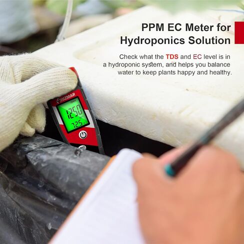UIUZMAR Digital pH Meter pH TDS EC Meter for Hydroponic Nutrient Solution pH and EC Meter with LCD Display TDS Water Tester pH PPM Meter for DWC Setup Aeroponic Growing Tent Indoor Plant Grow in Saudi Arabia