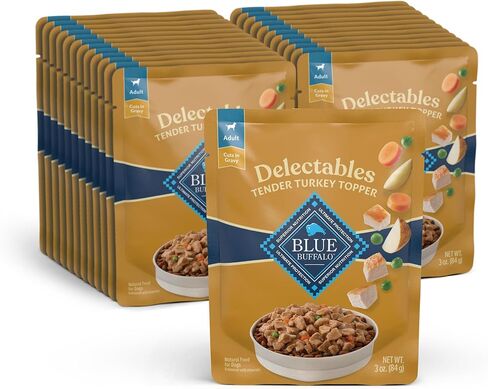 مجموعة متنوعة من أغطية طعام الكلاب الرطبة الطبيعية من Blue Buffalo Delectables، دجاج لذيذ ولحم بقر لذيذ، قطع في المرق، 3 أونصة. (12 كيس، 6 من كل نكهة) in Kuwait
