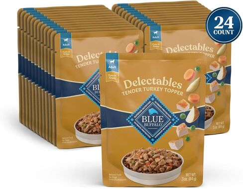 مجموعة متنوعة من أغطية طعام الكلاب الرطبة الطبيعية من Blue Buffalo Delectables، دجاج لذيذ ولحم بقر لذيذ، قطع في المرق، 3 أونصة. (12 كيس، 6 من كل نكهة) in Kuwait
