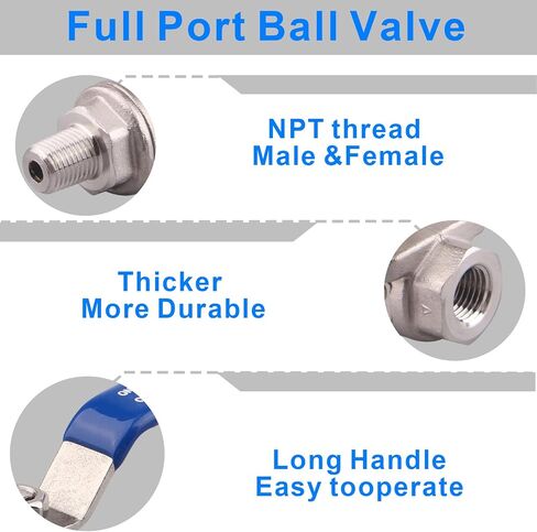 DERNORD 2 Pack Full Port Ball Valve 1/4 Inch - Male x Female Stainless Steel 304 Heavy Duty for Water, Oil, and Gas, 1000WOG in Saudi Arabia