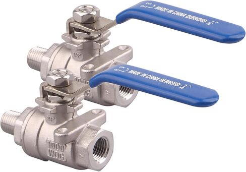 DERNORD 2 Pack Full Port Ball Valve 1/4 Inch - Male x Female Stainless Steel 304 Heavy Duty for Water, Oil, and Gas, 1000WOG in Saudi Arabia
