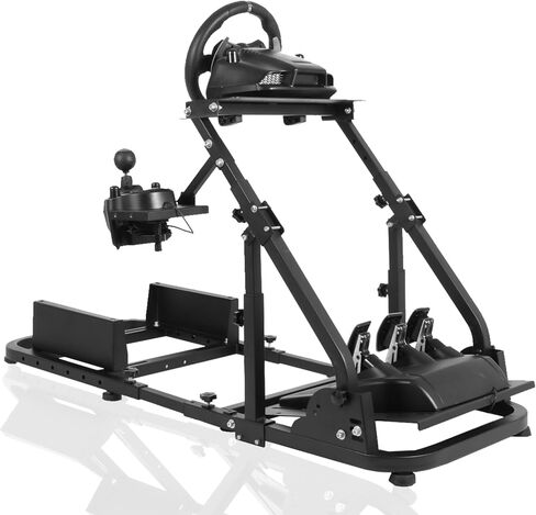 حامل قمرة القيادة لمحاكاة السباق من Hottoby قابل للطي وشريط التعزيز مناسب لـ Logitech/Thrustmaster G25، G27، G29، G920، G923 & T300RS قمرة القيادة متعددة الزوايا، بدون عجلة قيادة، فرامل يد، دواسات ومقعد in Kuwait